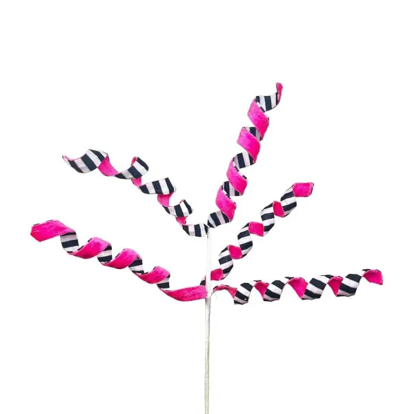 Floral^Liberty Floral Pink With Black And White 2-Sided Frizzy Curly Pick