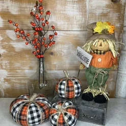 Table Decor^Liberty Floral Plaid Fabric Pumpkin