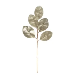 Floral^Creative Coop Platinum Glitter Magnolia Leaf Spray