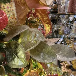 Sprays^Creative Coop Platinum Glitter Magnolia Leaf Spray