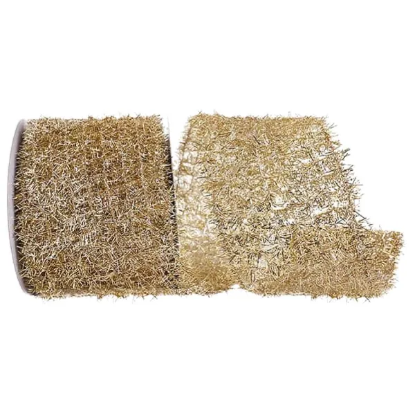 Mardi Gras^Reliant Ribbon Platinum Tinsel Ribbon, 4" X 10Yd