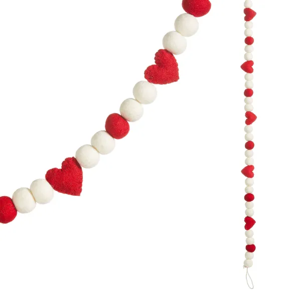 Table Decor^RAZ Pom And Heart Felt Garland, 6'