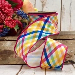 Ribbon^D. Stevens Poplin Spring Plaid Ribbon, 2.5" X 10Yd