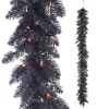 Garlands^RAZ Pre-Lit Black Tinsel Garland, 6'