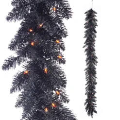 Table Decor^RAZ Pre-Lit Black Tinsel Garland, 6'