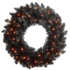 Door Decor^RAZ Pre-Lit Black Tinsel Wreath