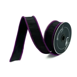 Ribbon^Farrisilk Purple And Black Luster Cord Ribbon, 1.5" X 10Yd