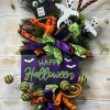 Table Decor^Craig Bachman Purple Check Happy Halloween Sign