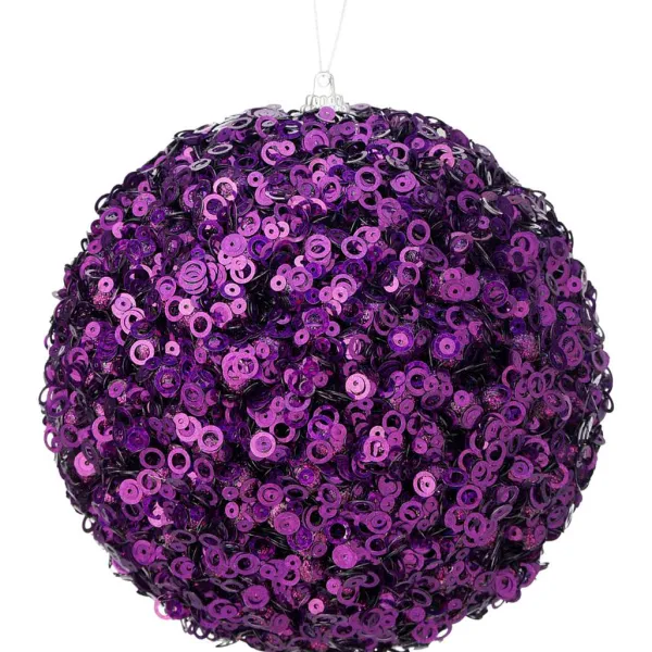 Mardi Gras^Regency Purple Glamour Sequin Ball Ornament, 4.5"