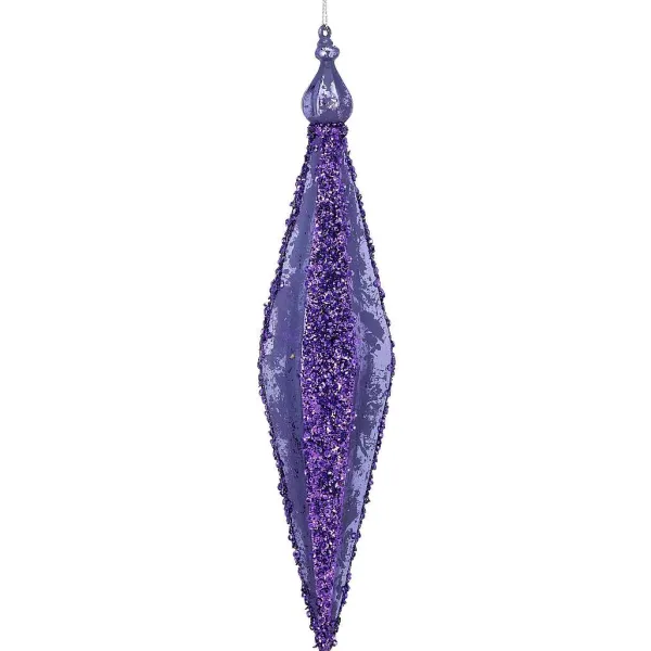 Mardi Gras^Regency Purple Glamour Stripe Finial Ornament
