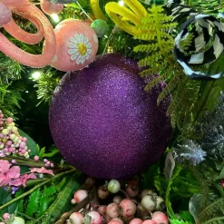 Mardi Gras^Farrisilk Purple Glitter Ball Ornament, 6