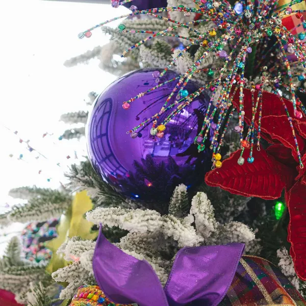 Mardi Gras^Farrisilk Purple Shiny Ball Ornament, 4"