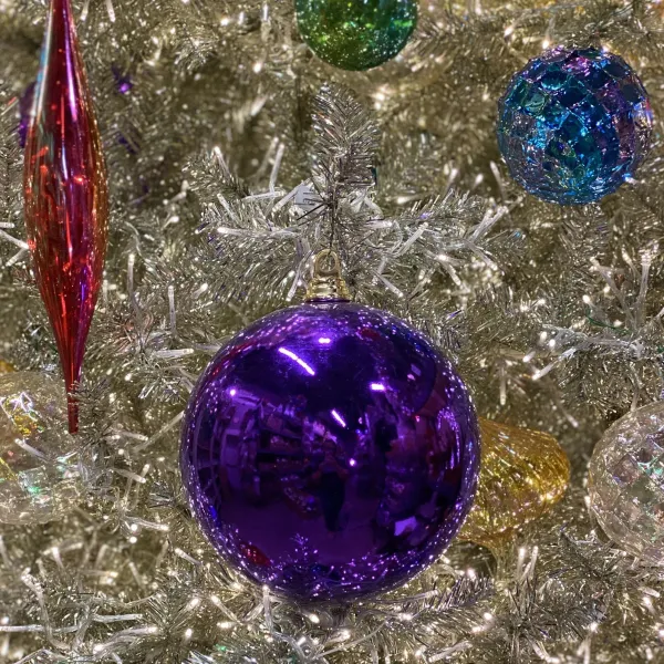 Mardi Gras^Farrisilk Purple Shiny Ball Ornament, 4"