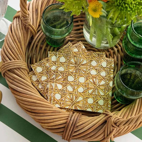 Spring^Hester & Cook Rattan Weave Cocktail Napkin Set