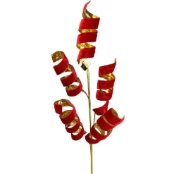 Sprays^Liberty Floral Red And Gold Curly Spray