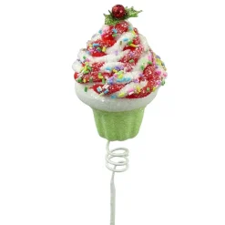 Floral^LIBERTY FLORAL Red And Green Chenille Cupcake Pick