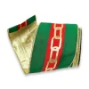 Ribbon^Farrisilk Red And Green Chic Chain Ribbon, 4" X 10Yd