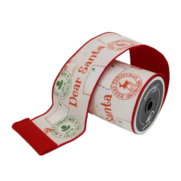 Ribbon^Farrisilk Red And Green Dear Santa Ribbon 4"X10Yd