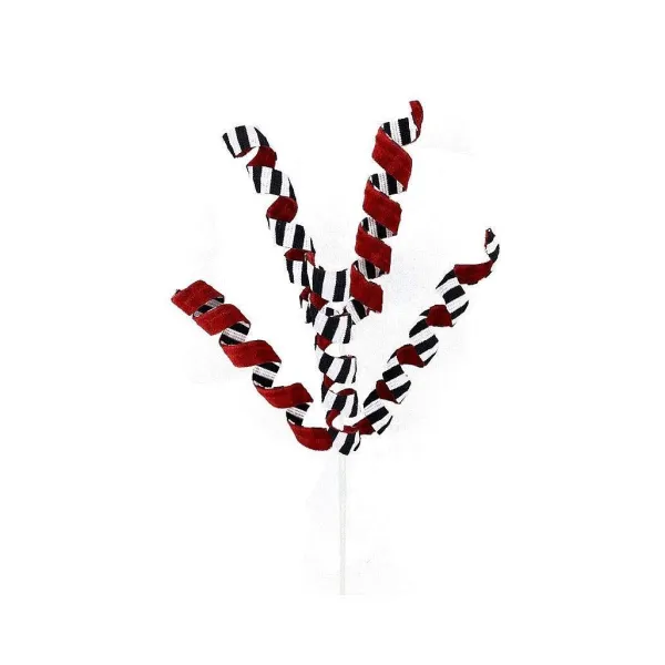 Sprays^Liberty Floral Red And Striped Frizzy Curly Pick
