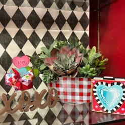 Planters^Craig Bachman Red And White Check Planter