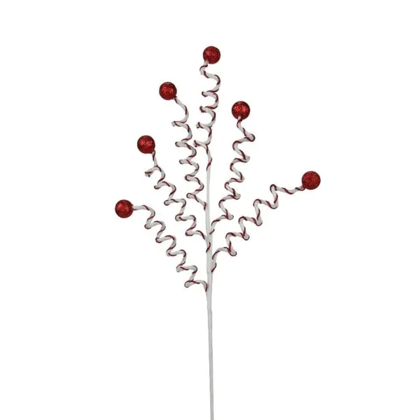 Floral^Craig Bachman Red And White Glitter Curl And Ball Spray