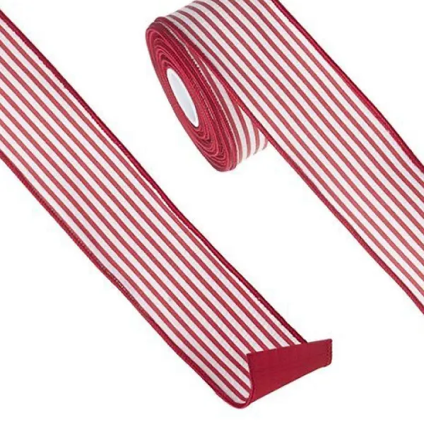 Ribbon^RAZ Red And White Pinstripe Ribbon, 2.5" X 10Yd