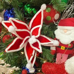 Floral^Direct Export Co. Red And White Velvet Jester Poinsettia Stem