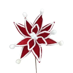 Stems^Direct Export Co. Red And White Velvet Jester Poinsettia Stem