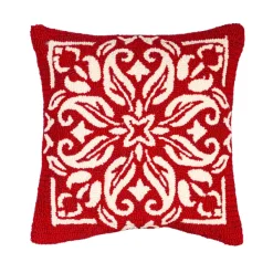 Spring^Evergreen Red Bandana Hooked Throw Pillow
