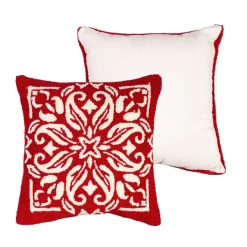 Spring^Evergreen Red Bandana Hooked Throw Pillow