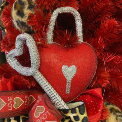 Home Accents^Liberty Floral Red Bling Heart Lock & Key