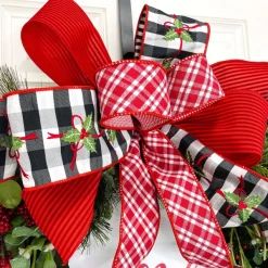 Ribbon^D. Stevens Red Flocked Mini Stripe Ribbon, 4" X 10Yd