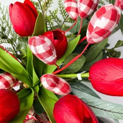 Sprays^Liberty Floral Red Gingham Heart Spray