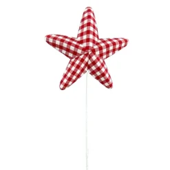 Picks^Liberty Floral Red Gingham Star Pick