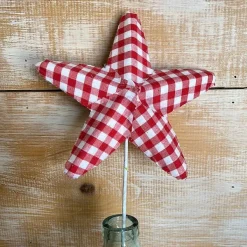 Picks^Liberty Floral Red Gingham Star Pick