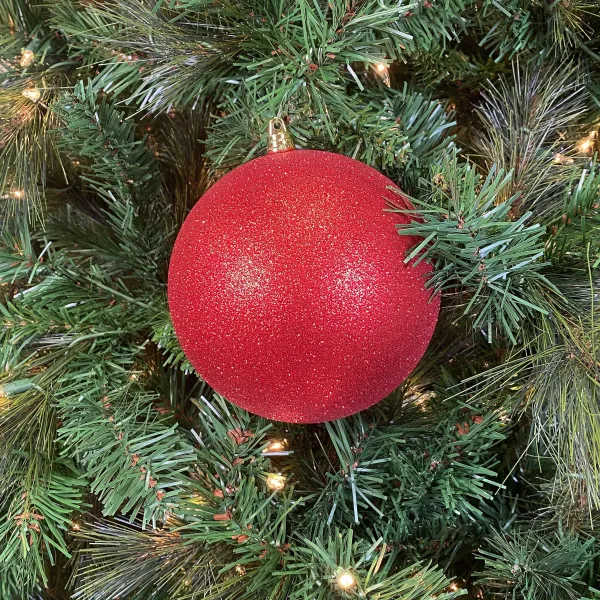 Ball Ornaments^Farrisilk Red Glitter Ball Ornament, 6"
