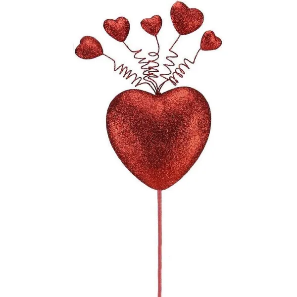 Floral^Craig Bachman Red Glitter Heart With Springy Hearts Hpick, 27.5"