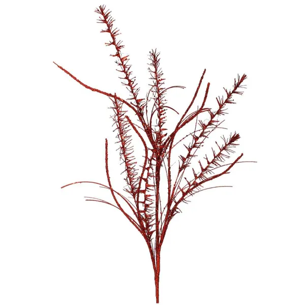 Floral^Regency Red Glitter Mica Mini Leaf Spray