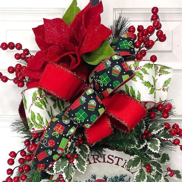 Floral^Mark Roberts Red Glitter Poinsettia Pick, 20''