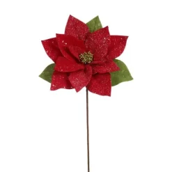 Picks^Mark Roberts Red Glitter Poinsettia Pick, 20''