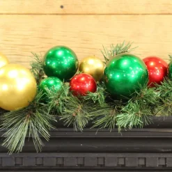 Garlands^Farrisilk Red, Gold & Emerald Green Ball Garland, 10'