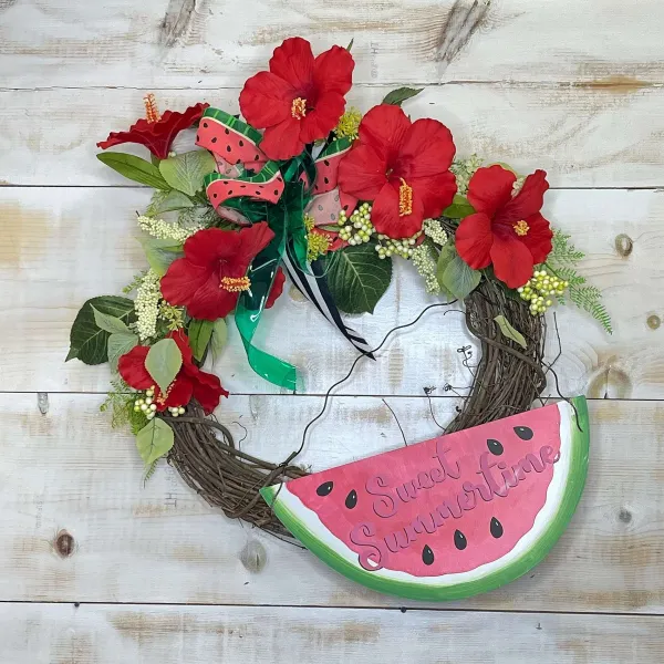 Floral^Liberty Floral Red Hibiscus Spray, 27"