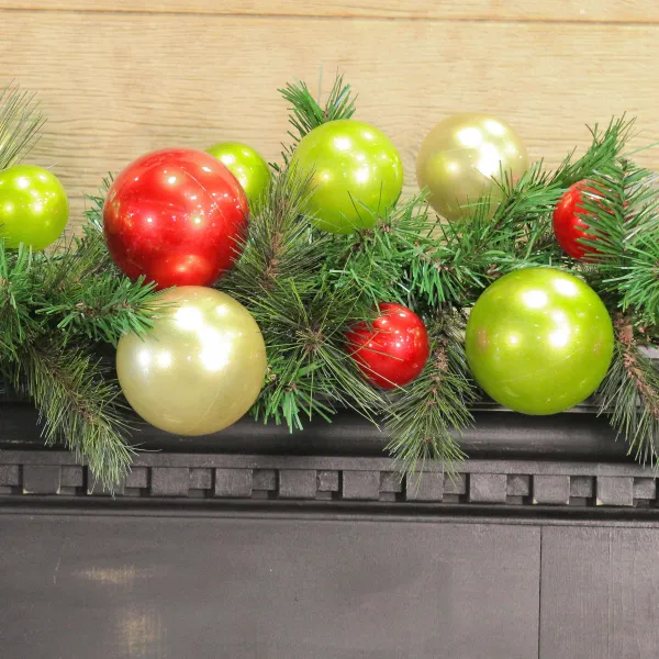 Garlands^Farrisilk Red, Lime, And Gold Ball Garland, 10'