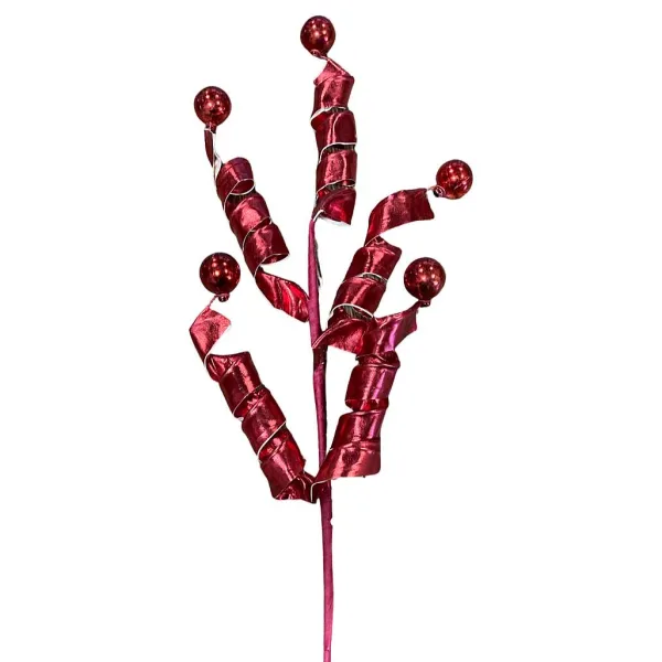 Floral^Direct Export Co. Red Metallic Curly Spray