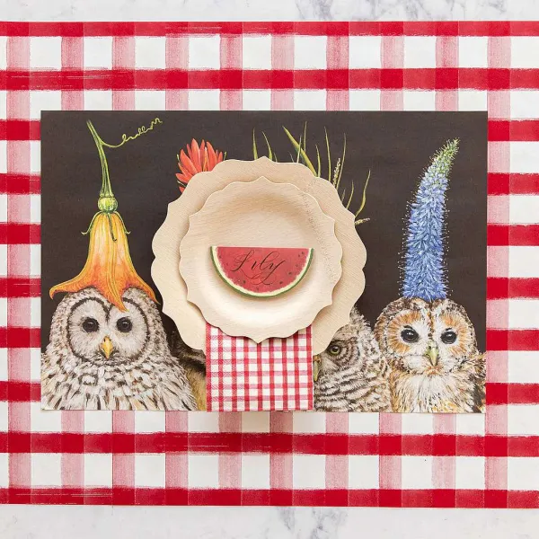 Kitchen & Dining^Hester & Cook Red Painted Check Cocktail Napkin Set