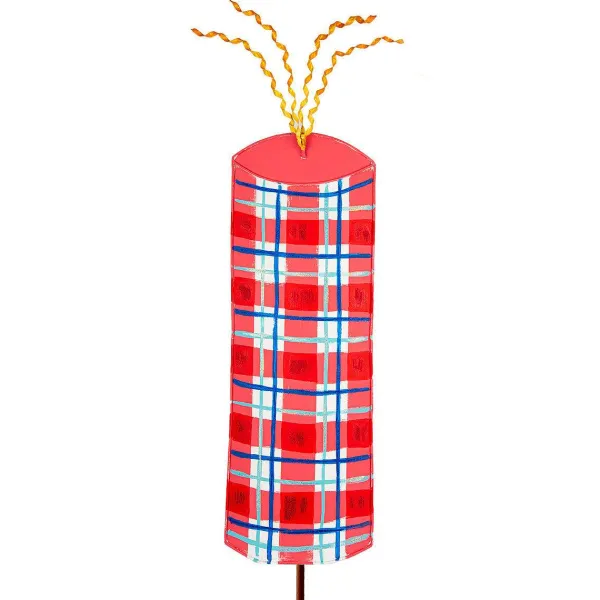 Pot Stakes^The Round Top Collection Red Plaid Firecracker Yard Display