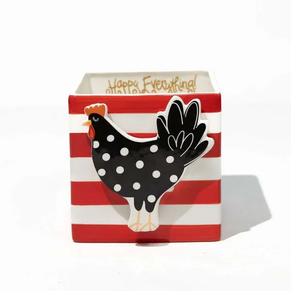 Kitchen & Dining^Happy Everything Red Stripe Medium Nest Cube By !