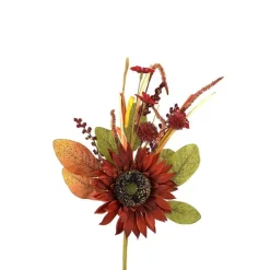 Floral^Liberty Floral Red Sunflower Pom Pom Pick