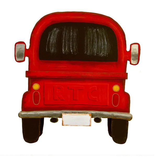 Table Decor^The Round Top Collection Red Truck Pocket, Back View