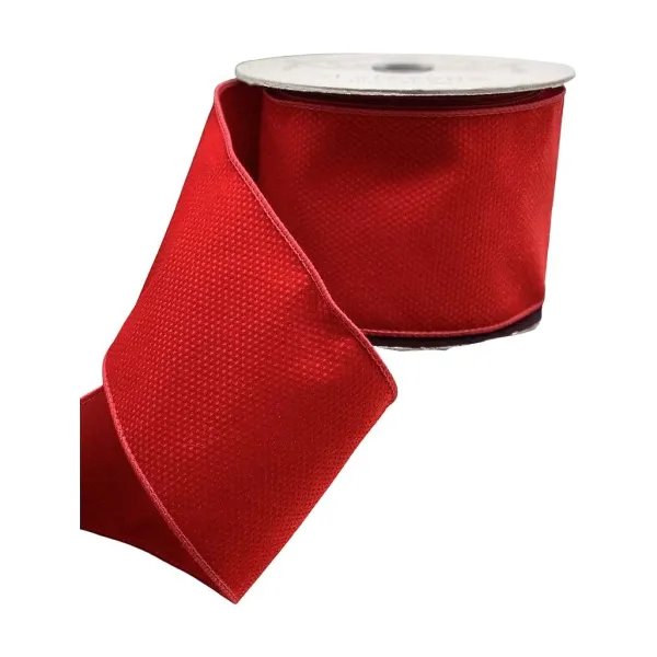Ribbon^D. Stevens Red Velvet Faux Dupioni Dot Ribbon, 4" X 10Yd